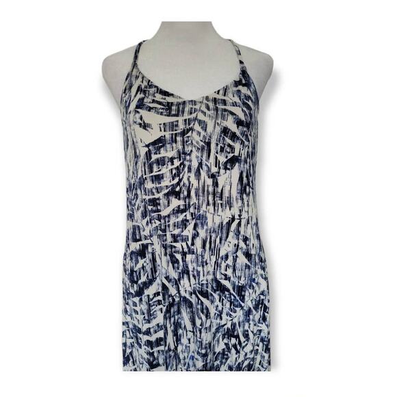 Cynthia Rowley Blue & White Abstract‎ Leaf Hi-Low Maxi Dress – Size M - Picture 2 of 10